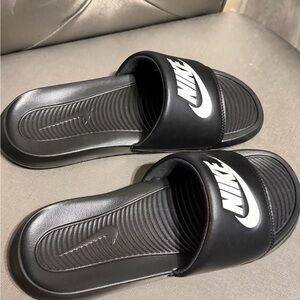 Nike Black and White Slide Sandals